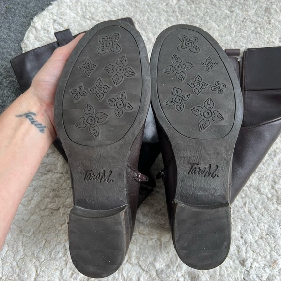 Tara M Brown Leather DIDI Faux Fur Interior Block Heel Rounded Toe Boots Sz 9 - Picture 5 of 14